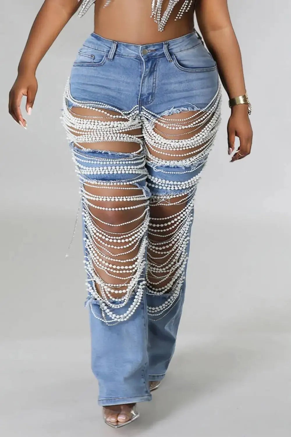 Plus size pearls Jeans - Classicenvision