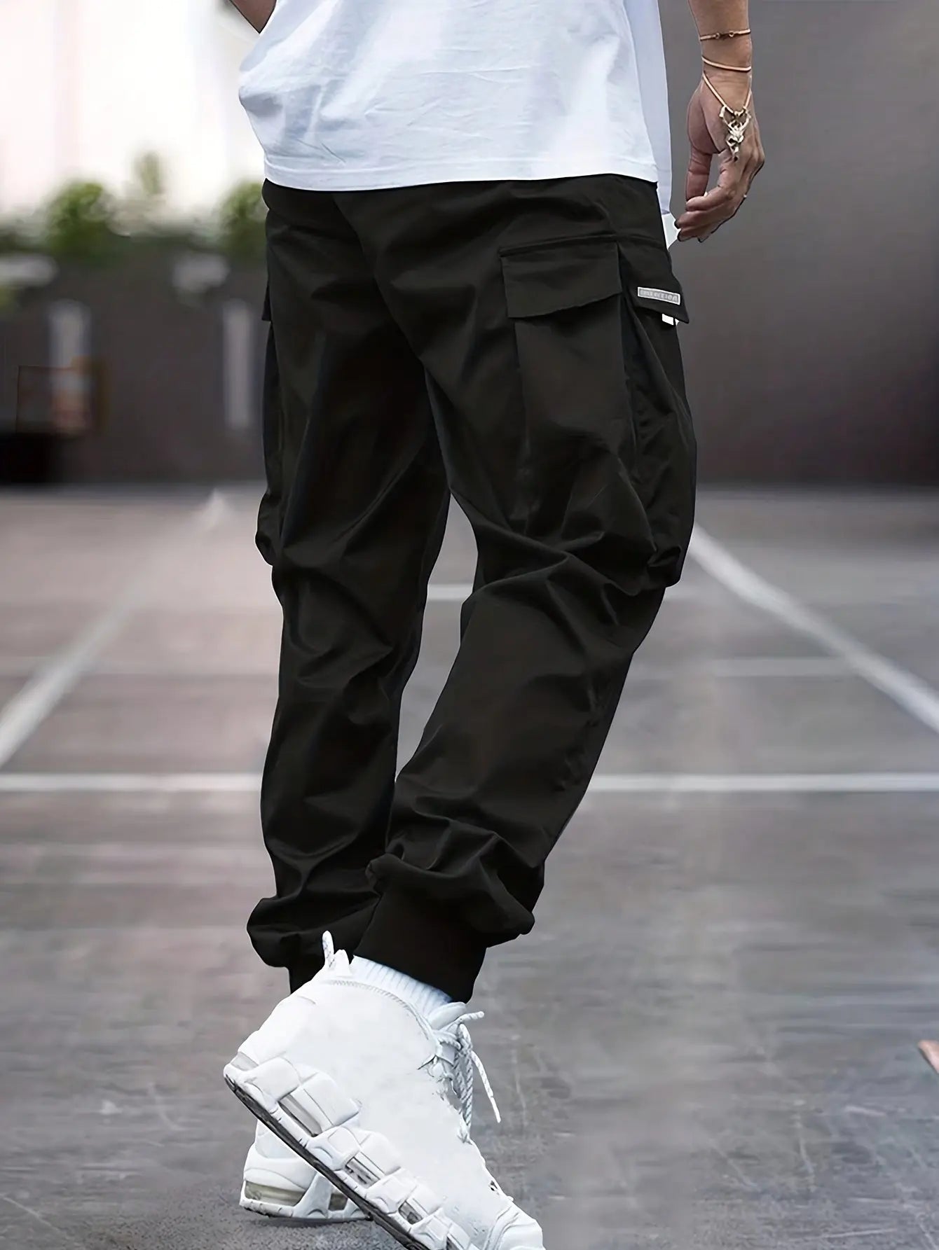 Men's Trendy Solid Footed Cargo Pants With Side Pocket, Comfy Casual Trousers For Men's Outdoor Activities Classicenvision