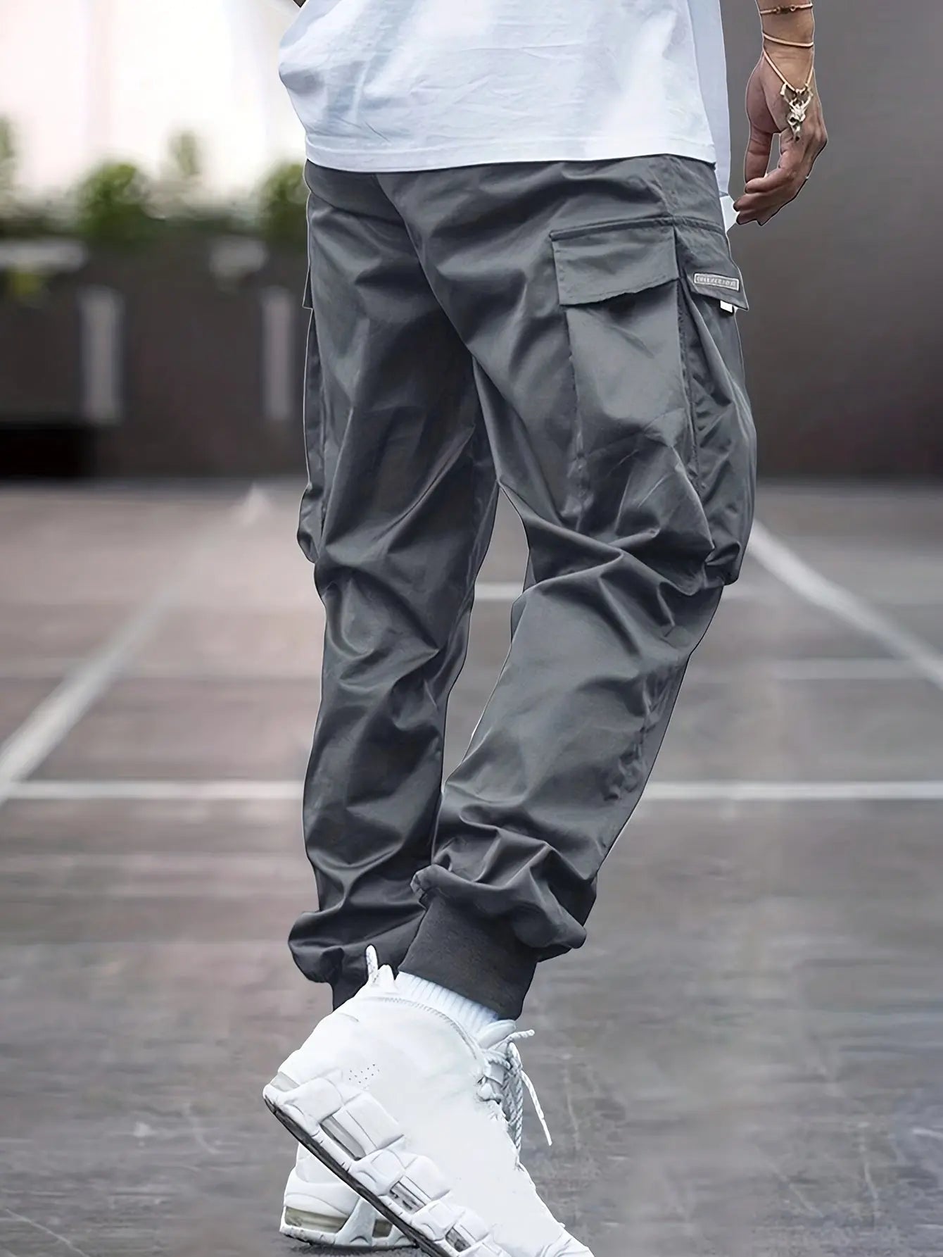 Men's Trendy Solid Footed Cargo Pants With Side Pocket, Comfy Casual Trousers For Men's Outdoor Activities Classicenvision